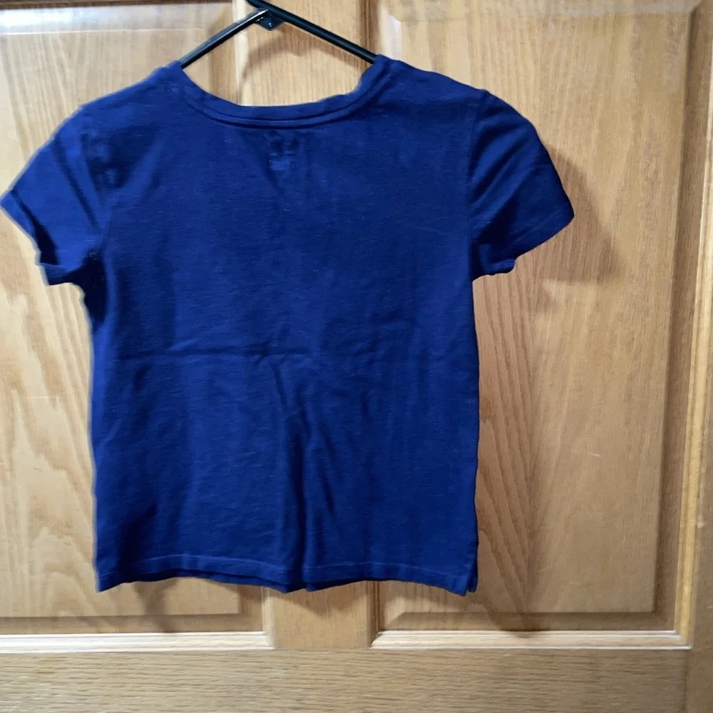 Gap Kids Short Sleeve Sequin Apple New York Graphic Tee Navy Girls Med